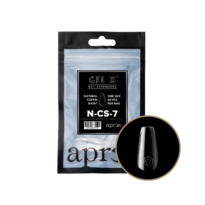 nail repair for nail durability boost tips-APRES TIPS BAG - 7 - NATURAL COFFIN SHORT