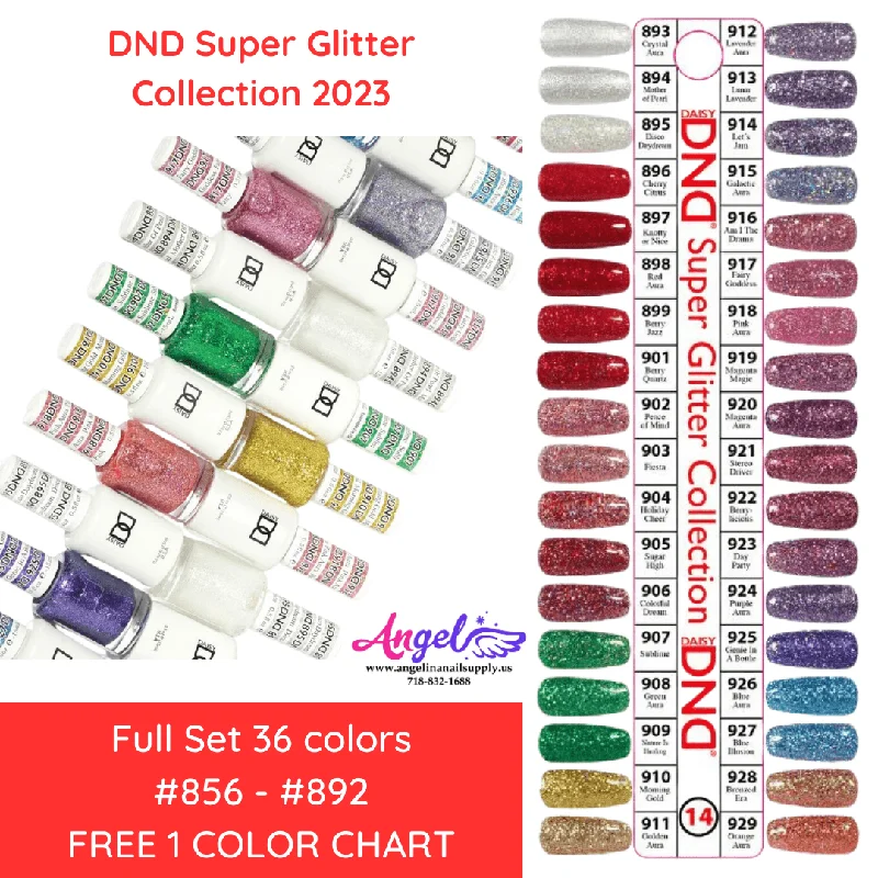 nail polish dapper chest-DND14 Collection #14 Super Glitter (Full Set 36 colors #893 - #929 DND14)