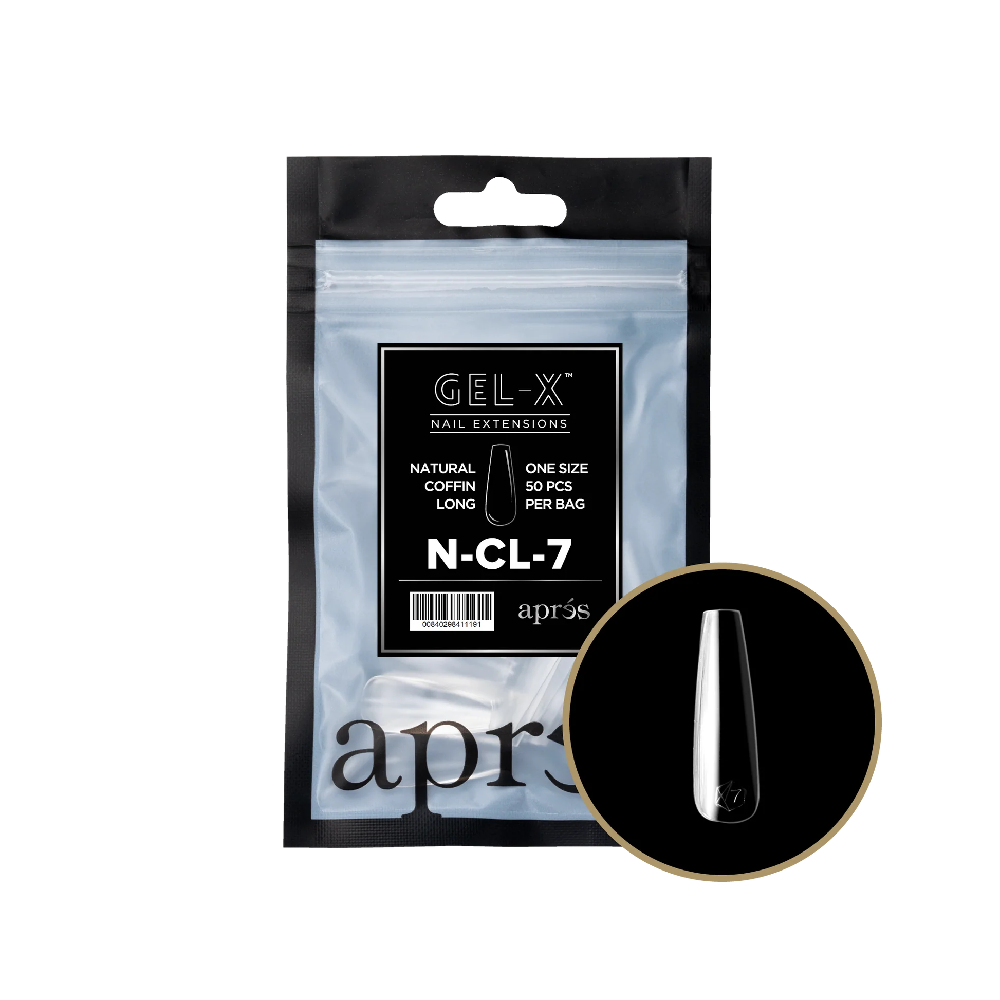 nail repair with organic nail oil-APRES TIPS BAG - 7 - NATURAL COFFIN LONG