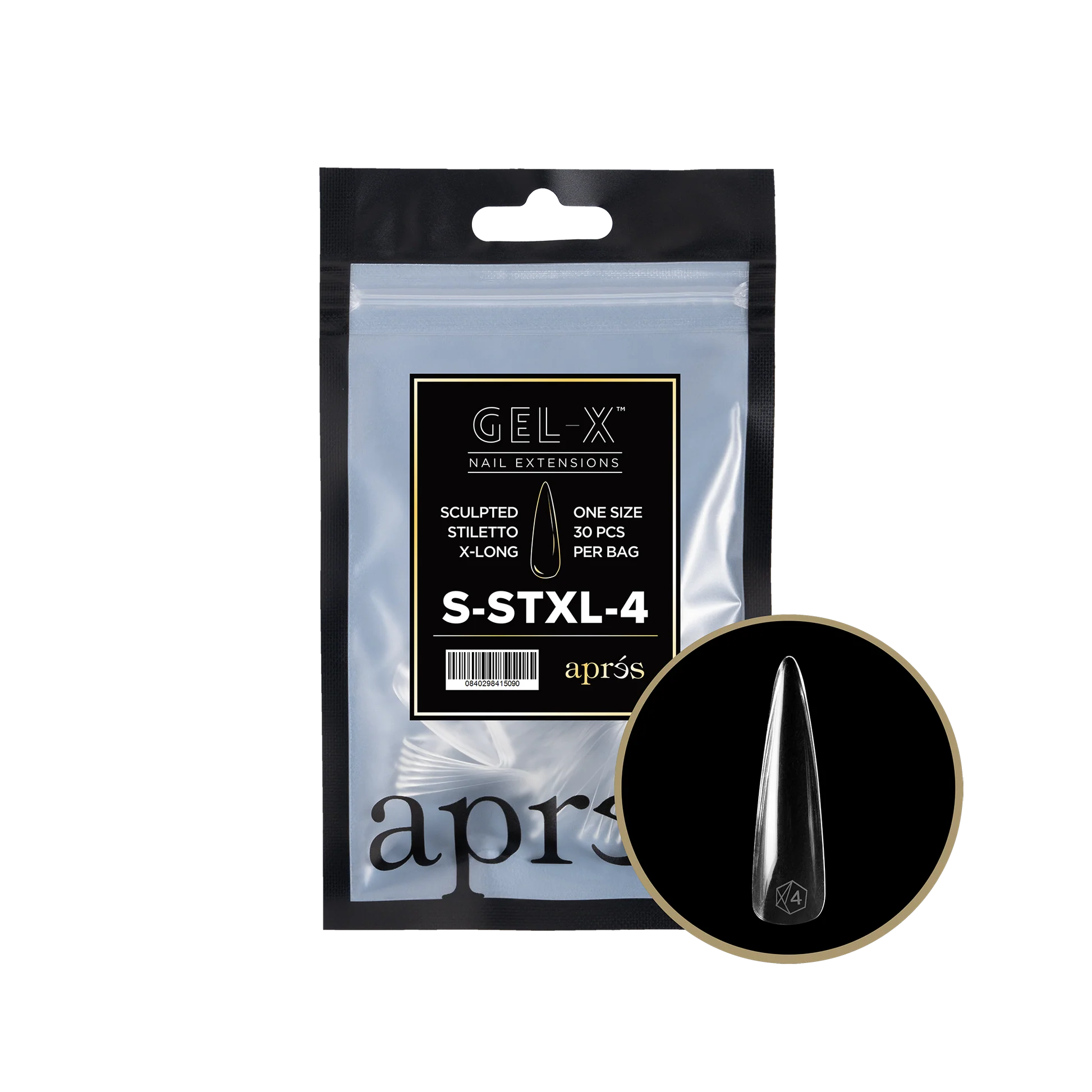 nail repair with daytime nail oil-APRES TIP BAG - 4 - SCULPTED STILETTO EXTRA LONG